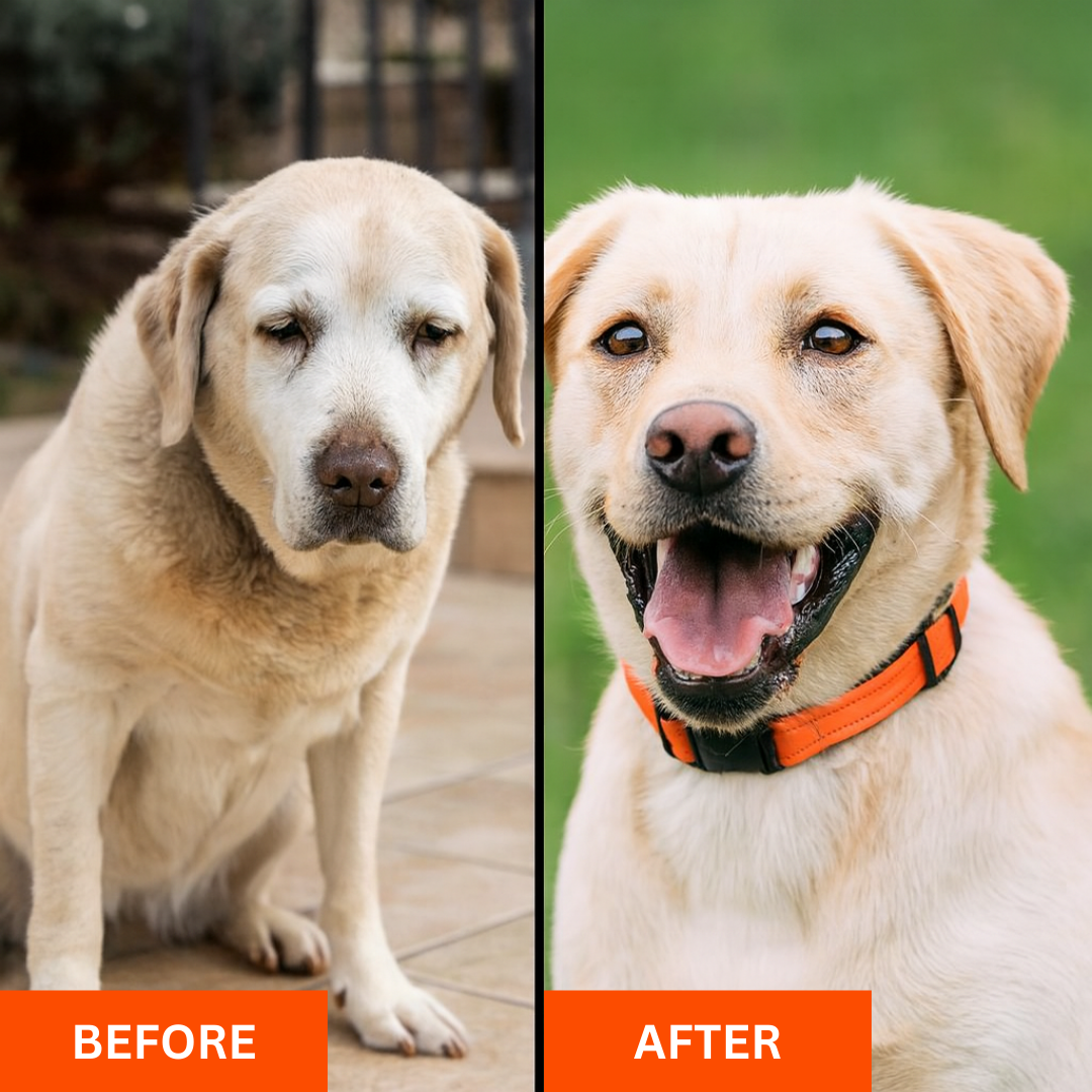 Dog wearing PawLiberation Collar happily running